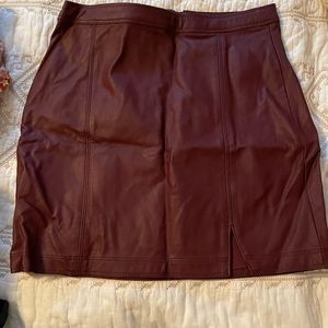NWT, new with tags, size small, maroon leather mini skirt